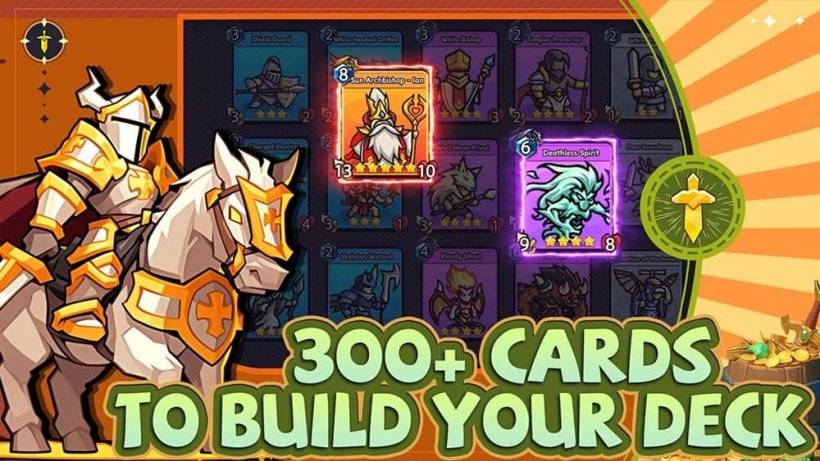 Une capture d'écran/image promotionnelle de Punch Out montrant un chevalier à cheval et une sélection de cartes derrière lui