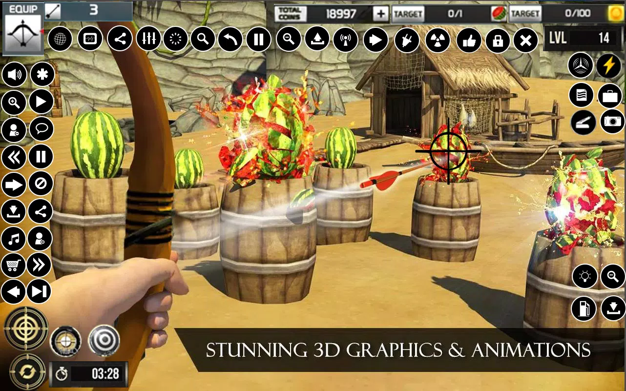 スイカ アーチェリー ゲーム 3D スクリーンショット 1